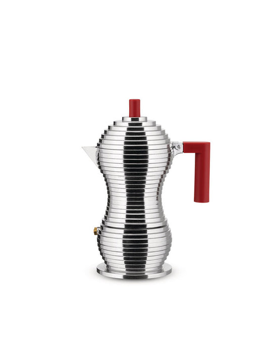 Alessi Espresso Coffee Maker Pulcina - Red Handle - 3 cups