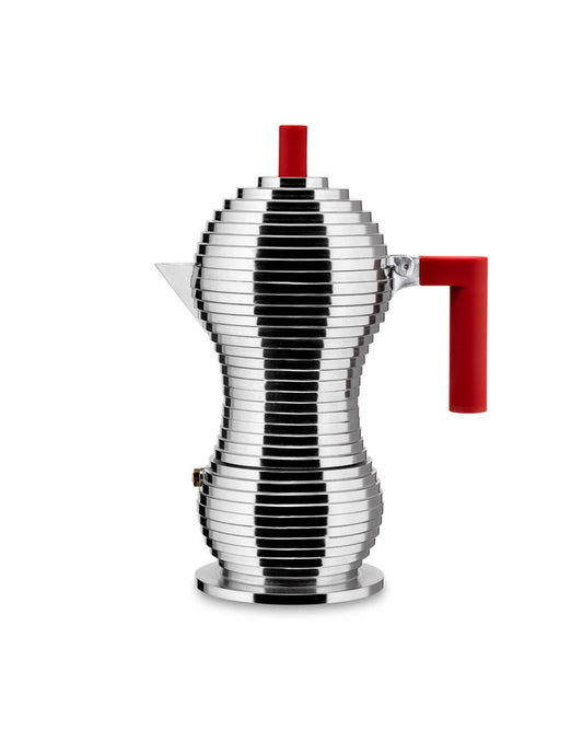 Alessi Espresso Coffee Maker Pulcina - Red Handle - 6 cups